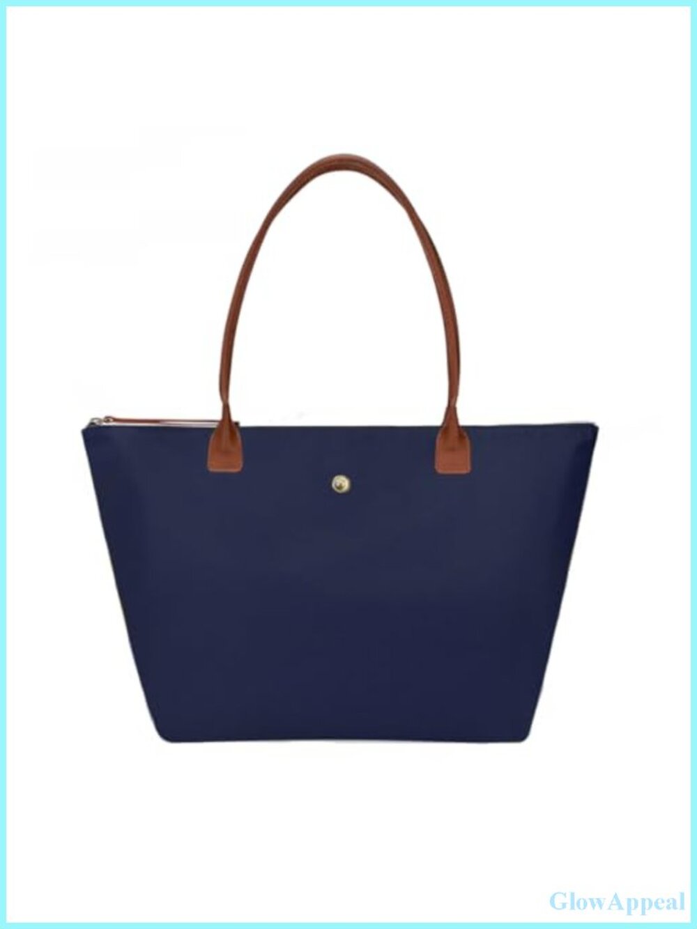 Nylon Shoulder Tote Bag for Women, Foldable with Zipper, Fits 13.3" Laptop